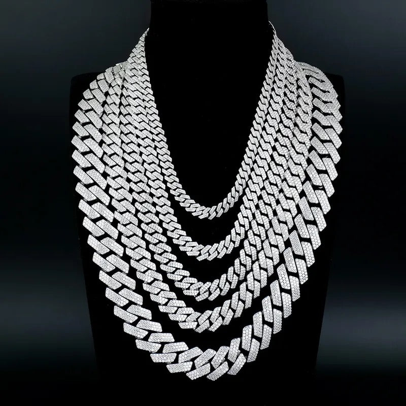 12mm 925 Silver Moissanite Cuban Necklace