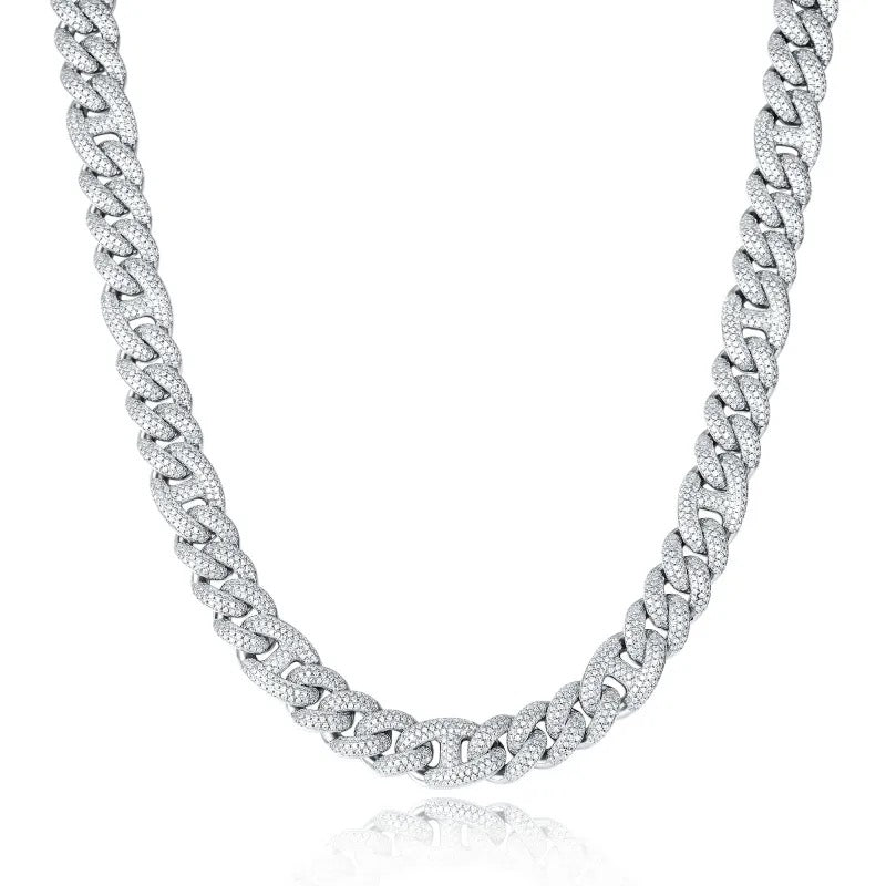 925 Silver Moissanite Cuban Gucci Necklace