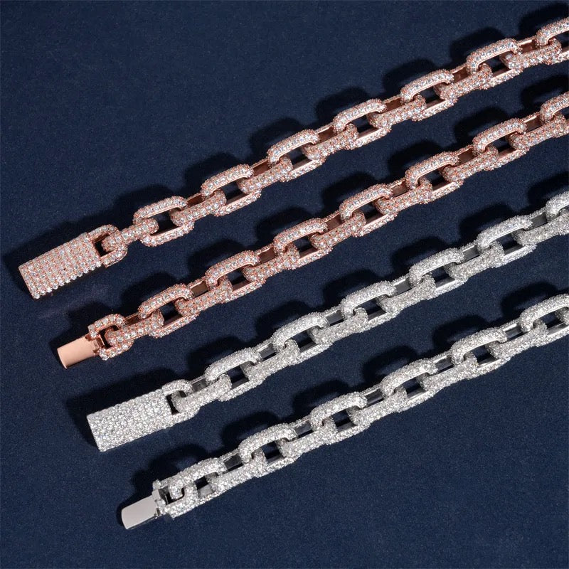 8mm 925 Silver Moissanite link Bracelet