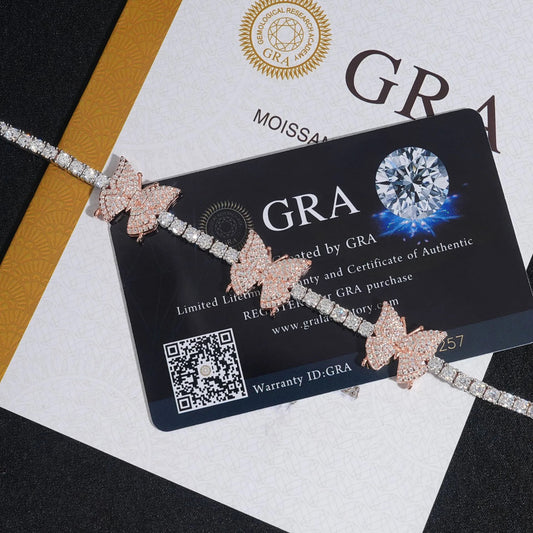 3mm 925 Silver Moissanite Butterfly Tennis Bracelet