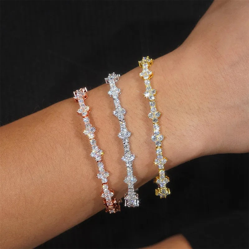 4mm 925 Silver Moissanite Cross Tennis Bracelet