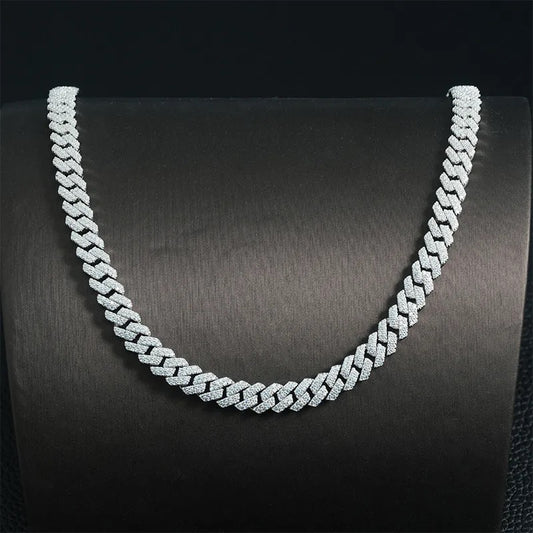 8mm 925 Silver Moissanite Cuban Necklace