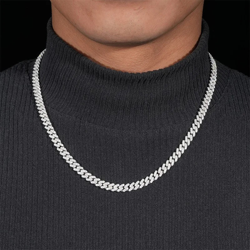 6mm 925 Silver Moissanite Cuban Necklace