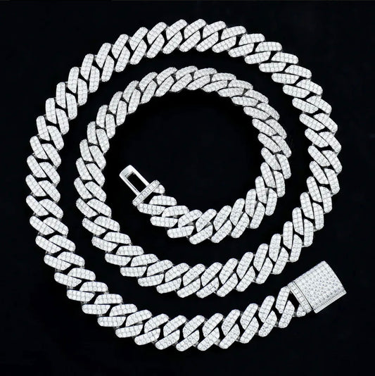 12mm 925 Silver Moissanite Cuban Necklace