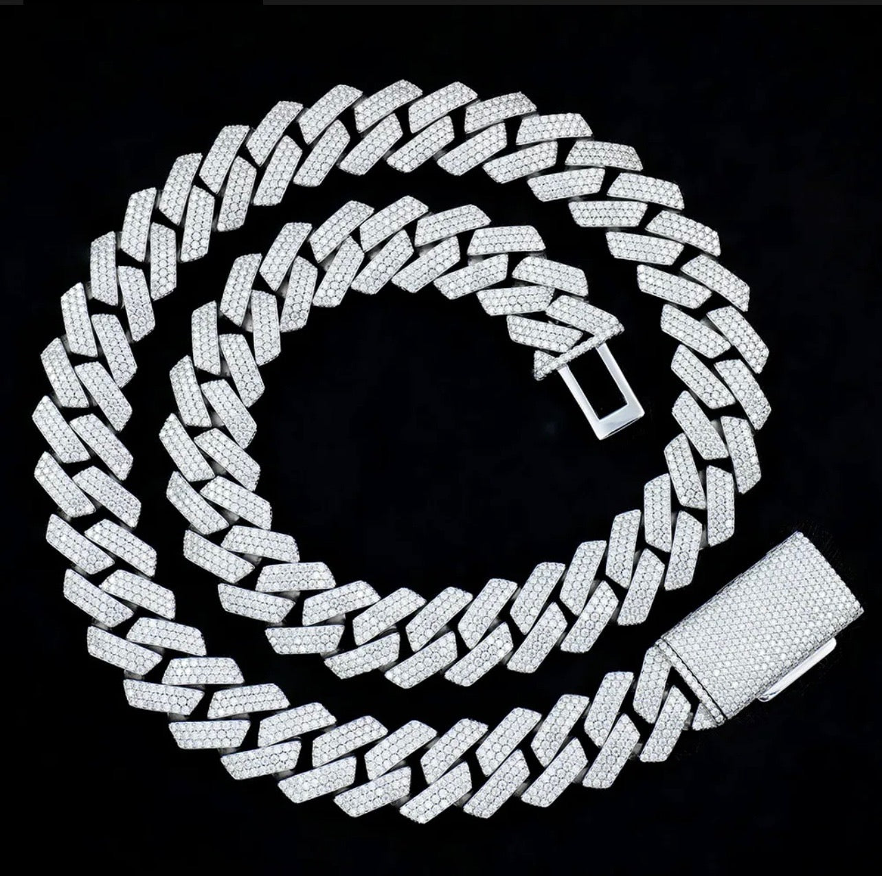 18mm 925 Silver Moissanite Cuban Necklace