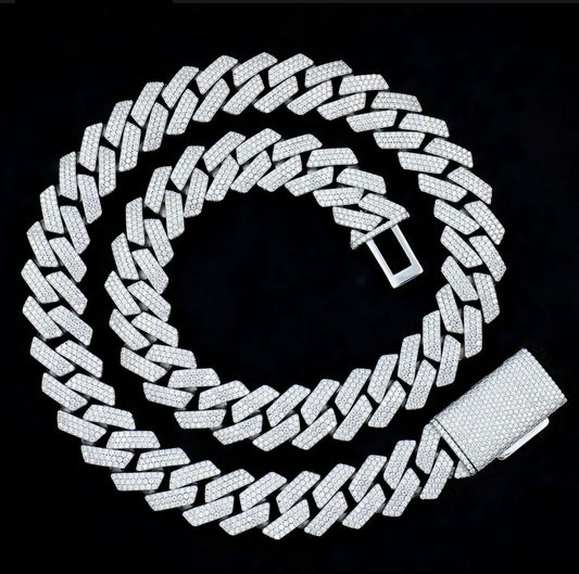 18mm 925 Silver Moissanite Cuban Necklace