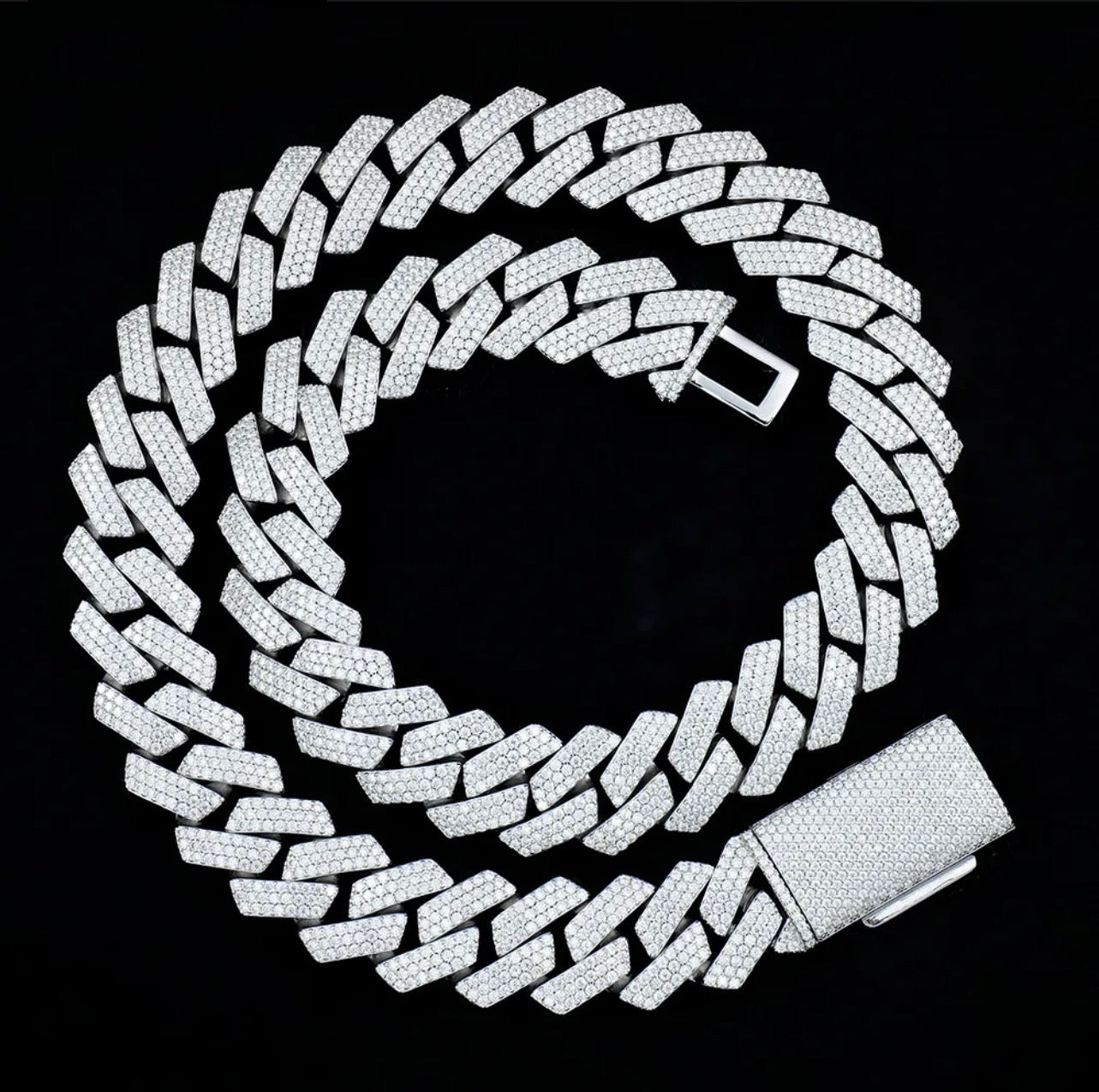 20mm 925 Silver Moissanite Cuban Necklace