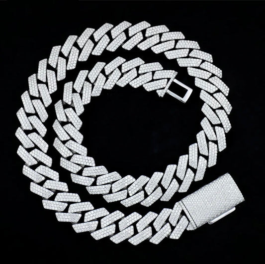 20mm 925 Silver Moissanite Cuban Necklace