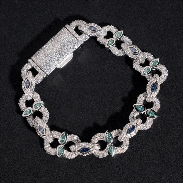 13mm 925 Silver Moissanite 8 Link Cuban Bracelet