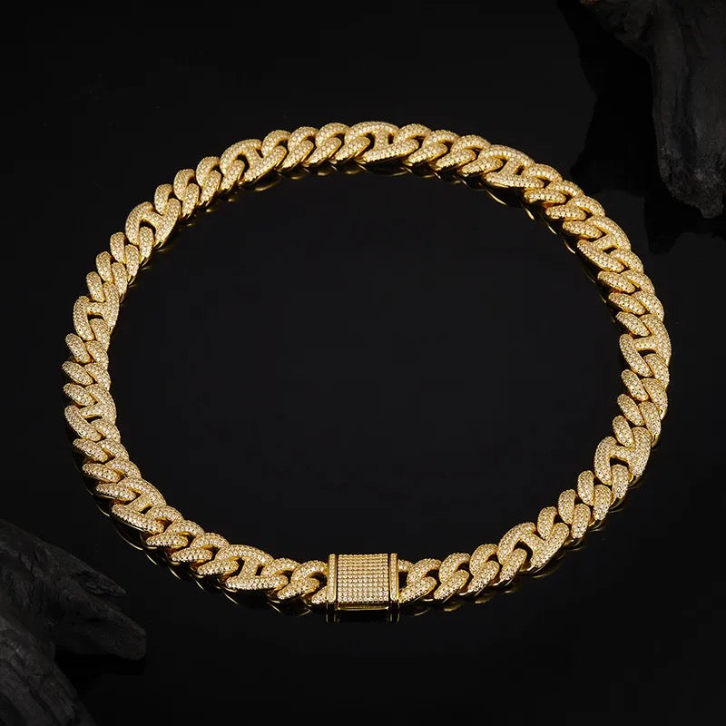 925 Silver Moissanite Cuban Gucci Necklace