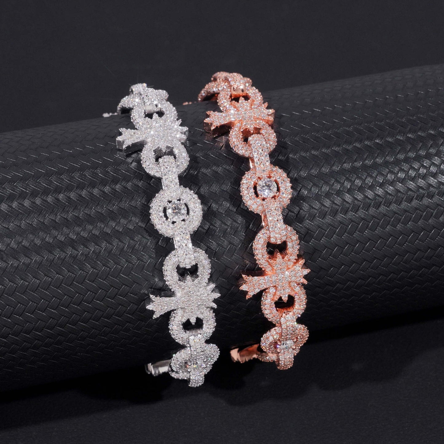 10mm 925 Silver Moissanite Cross Cuban Bracelet