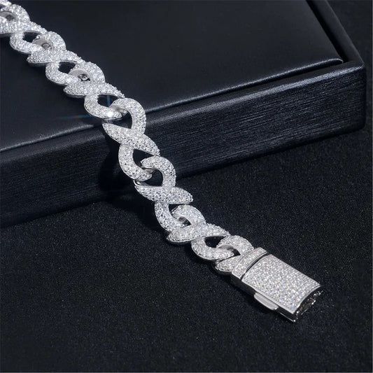 10mm 925 Silver Moissanite 8-Strand Buckle Bracelet