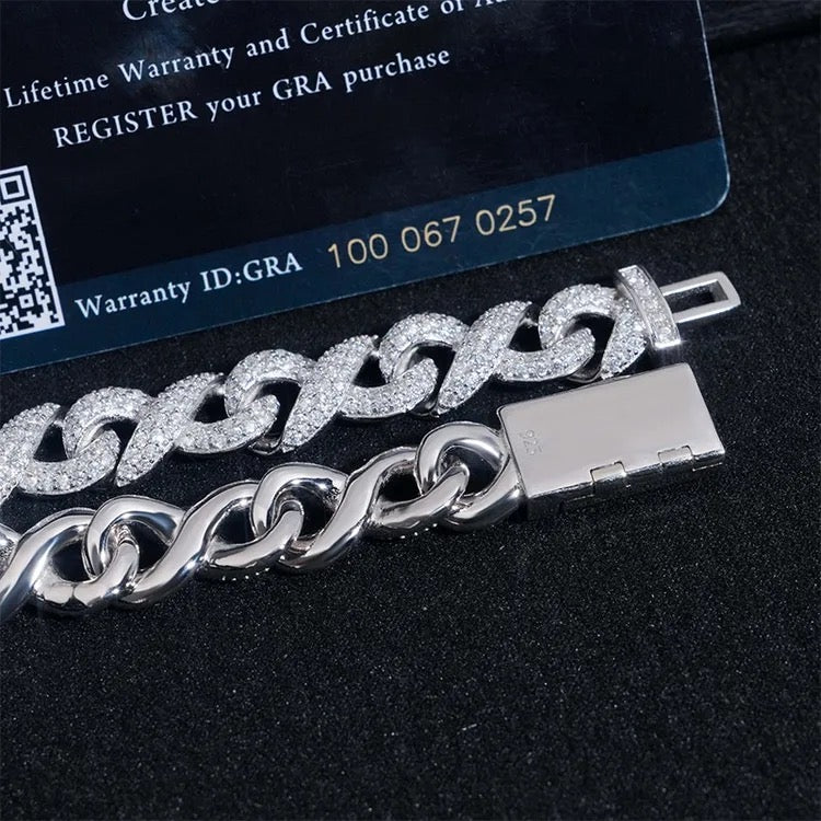 10mm 925 Silver Moissanite 8-Strand Buckle Bracelet