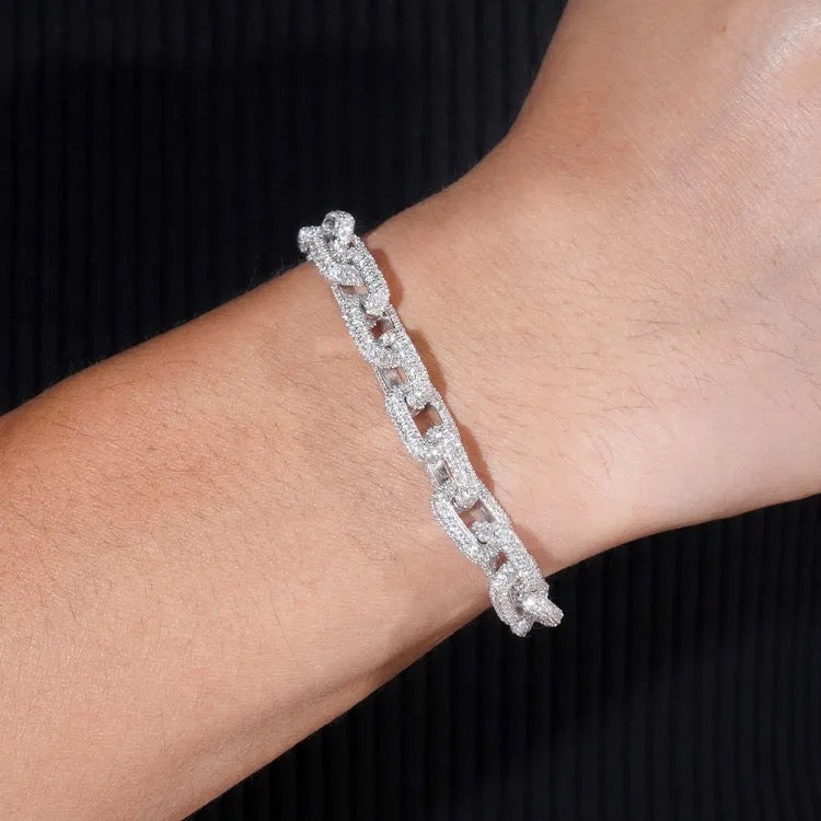 8mm 925 Silver Moissanite link Bracelet