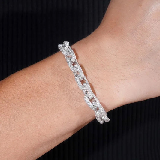 8mm 925 Silver Moissanite link Bracelet