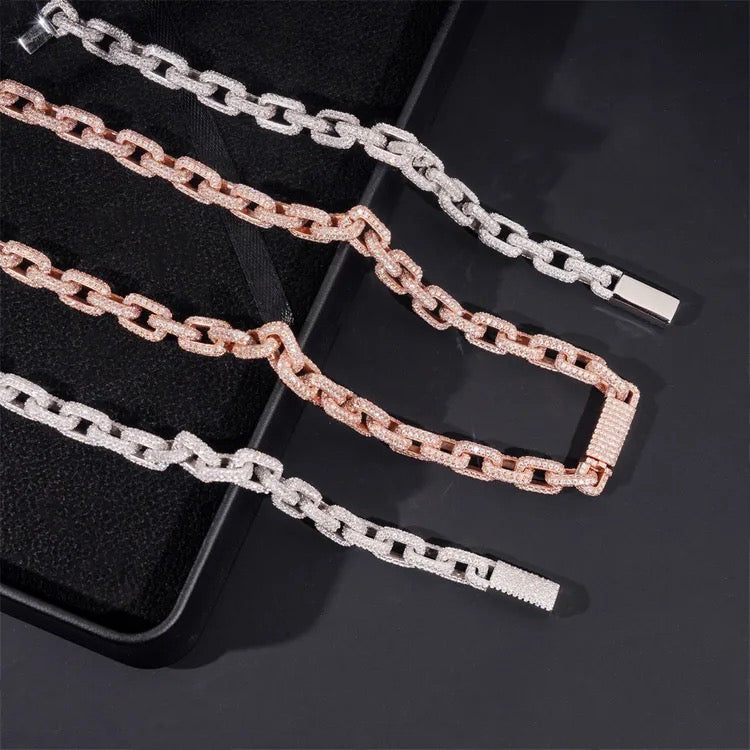 8mm 925 Silver Moissanite Link Necklace