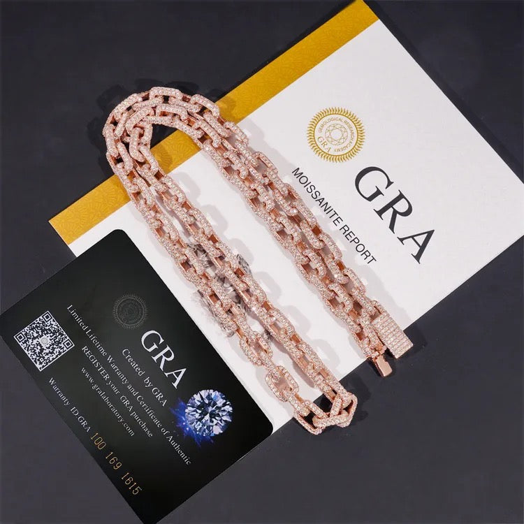 8mm 925 Silver Moissanite Link Necklace