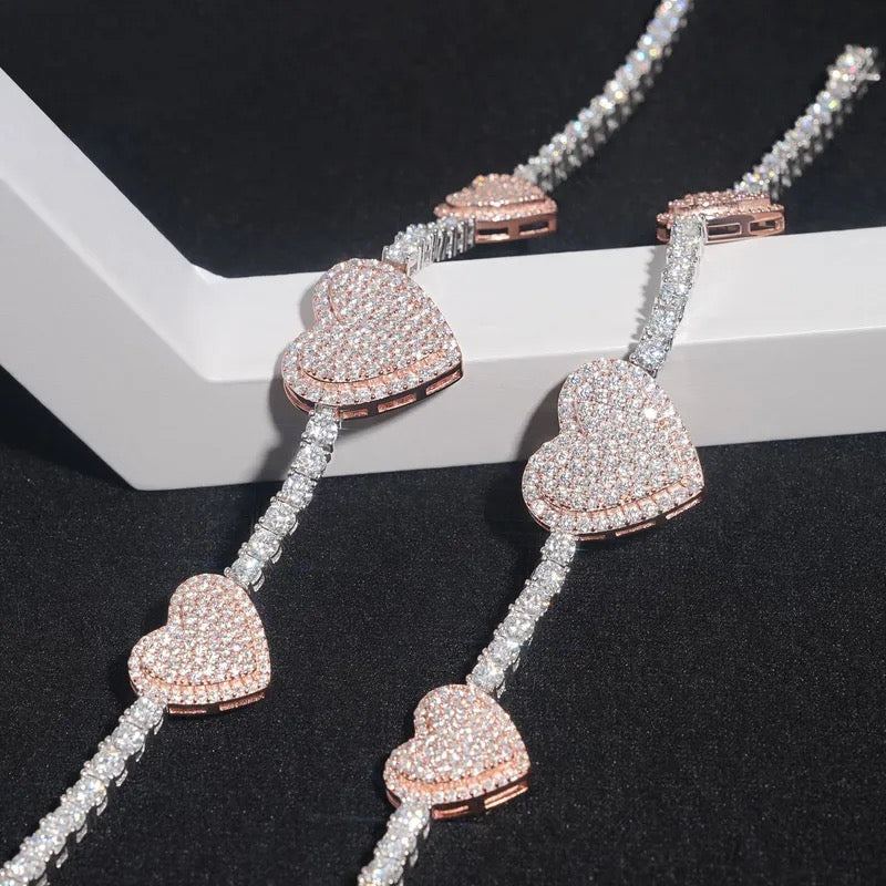 925 Silver Moissanite Heart Tennis Bracelet