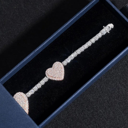 925 Silver Moissanite Heart Tennis Bracelet