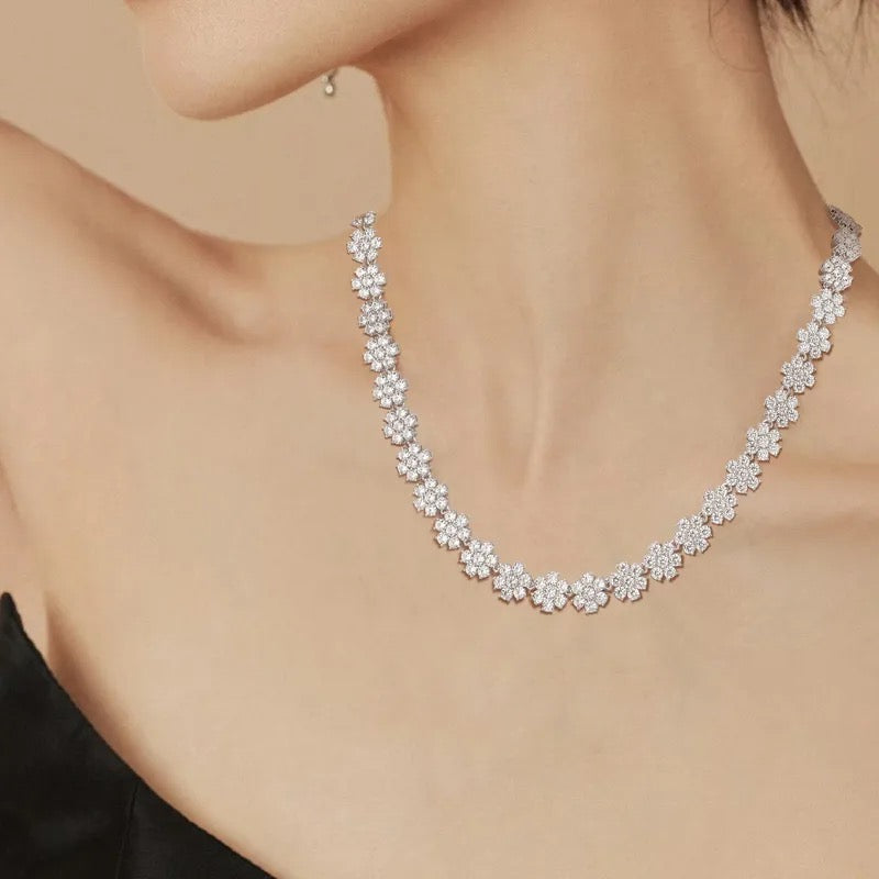 925 Silver Moissanite Sunflower Necklace