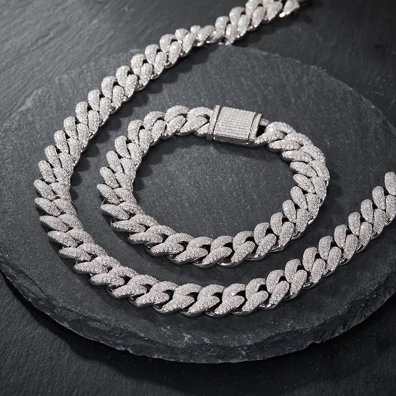 12mm 925 Silver Moissanite Cuban Bracelet