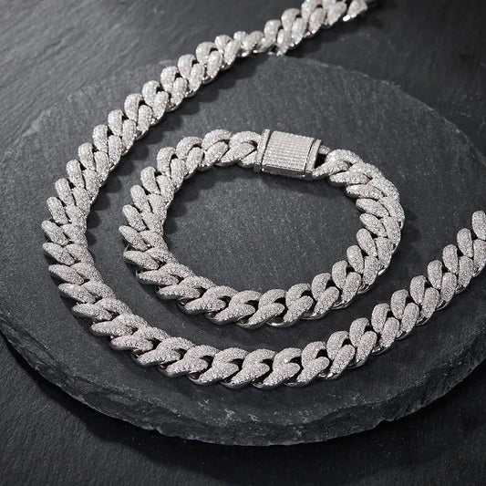 12mm 925 Silver Moissanite Cuban Bracelet