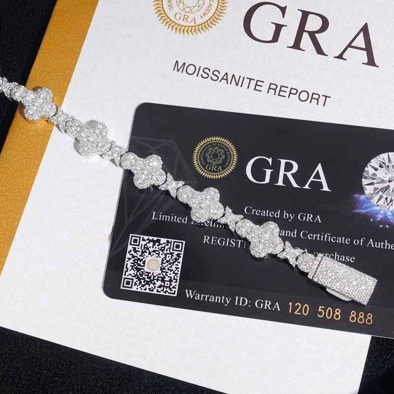 925 Silver Moissanite Cross Link Bracelet