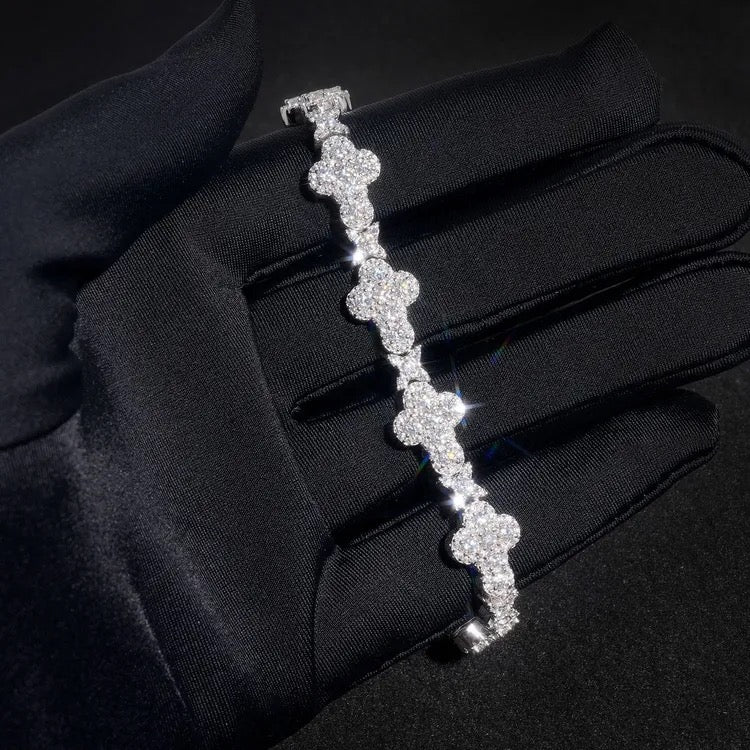 925 Silver Moissanite Cross Link Bracelet
