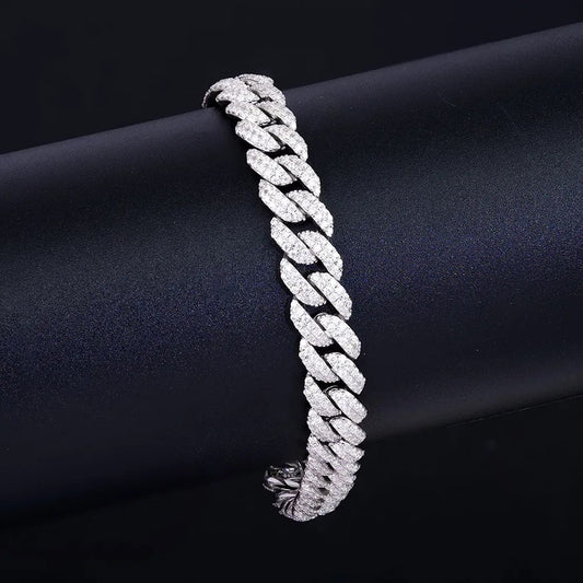 8mm 925 Silver Moissanite Wide Arc Cuban Bracelet