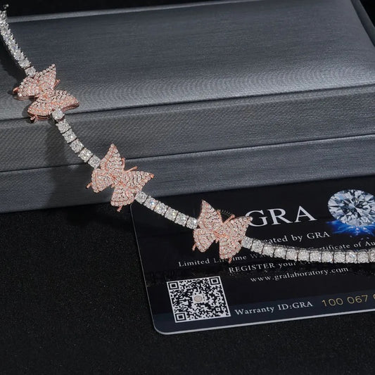 3mm 925 Silver Moissanite Butterfly Tennis Bracelet