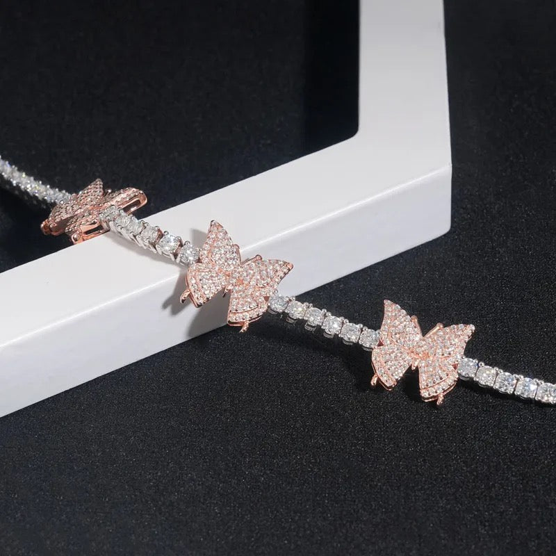 3mm 925 Silver Moissanite Butterfly Tennis Bracelet