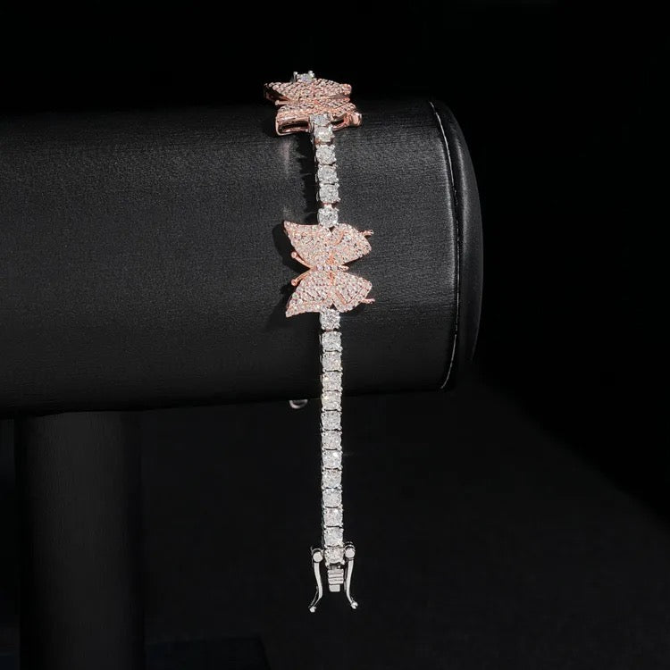 3mm 925 Silver Moissanite Butterfly Tennis Bracelet