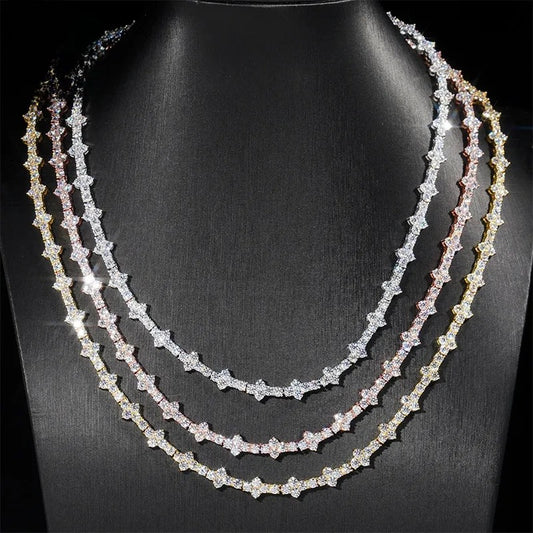 3mm 925 Silver Moissanite Cross Tennis Necklace