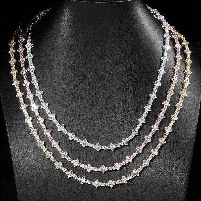 4mm 925 Silver Moissanite Cross Tennis Necklace