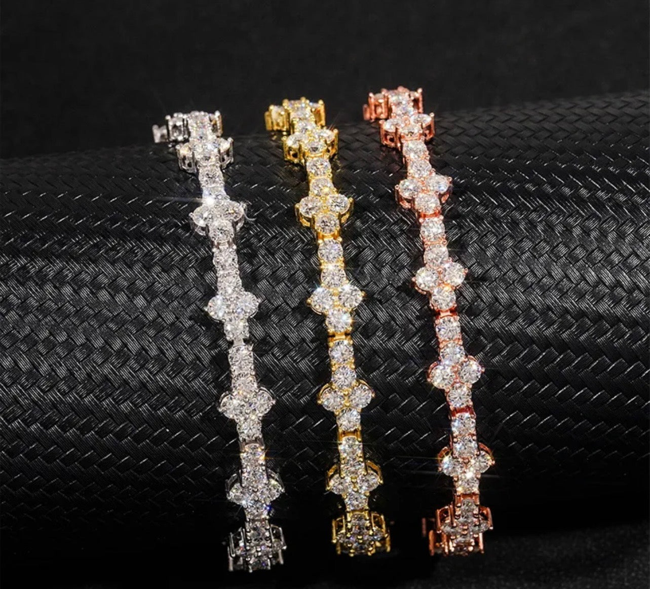 4mm 925 Silver Moissanite Cross Tennis Bracelet