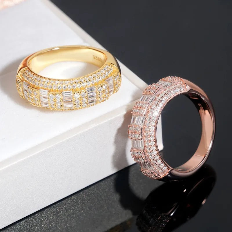 925 Silver Moissanite Clustered Baguette Ring