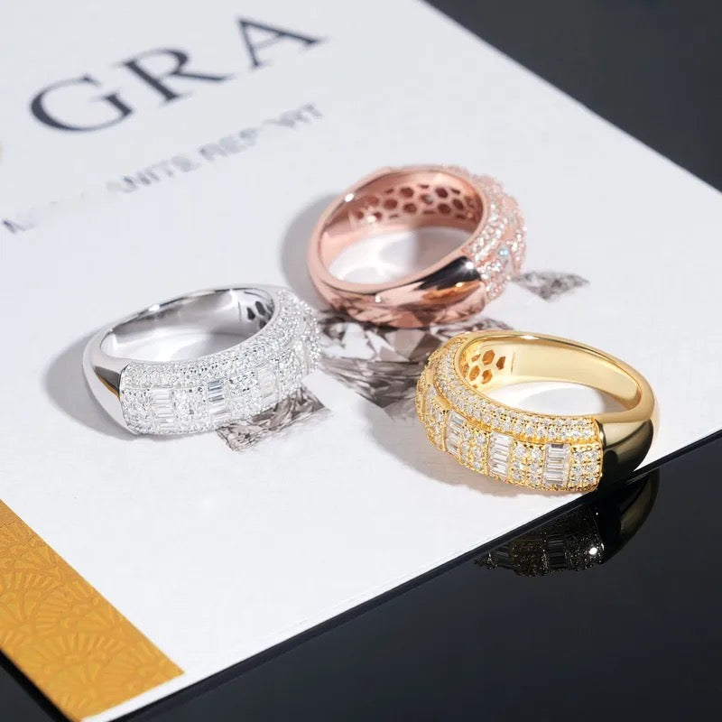 925 Silver Moissanite Clustered Baguette Ring