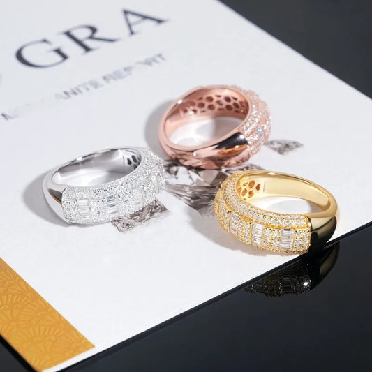 925 Silver Moissanite Clustered Baguette Ring